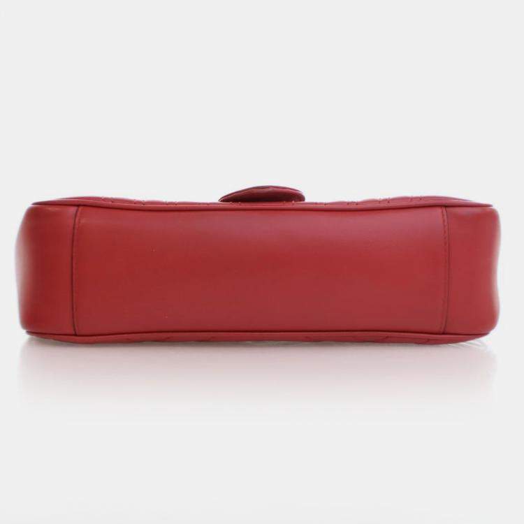 Pre Owned Gucci Small Red Calf Marmont Shoulder Bag