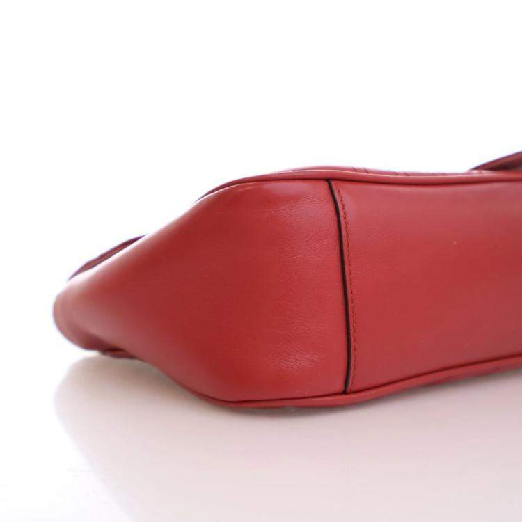 Pre Owned Gucci Small Red Calf Marmont Shoulder Bag