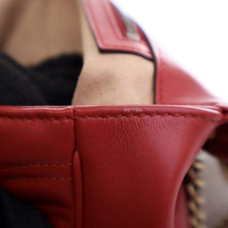 Pre Owned Gucci Small Red Calf Marmont Shoulder Bag