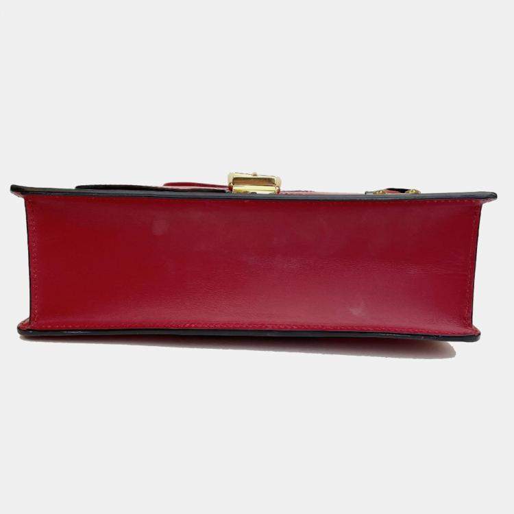 Pre Owned Gucci Sylvie Red Calf Leather Bag