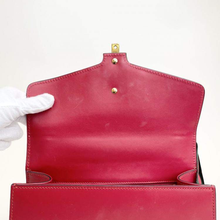 Pre Owned Gucci Sylvie Red Calf Leather Bag