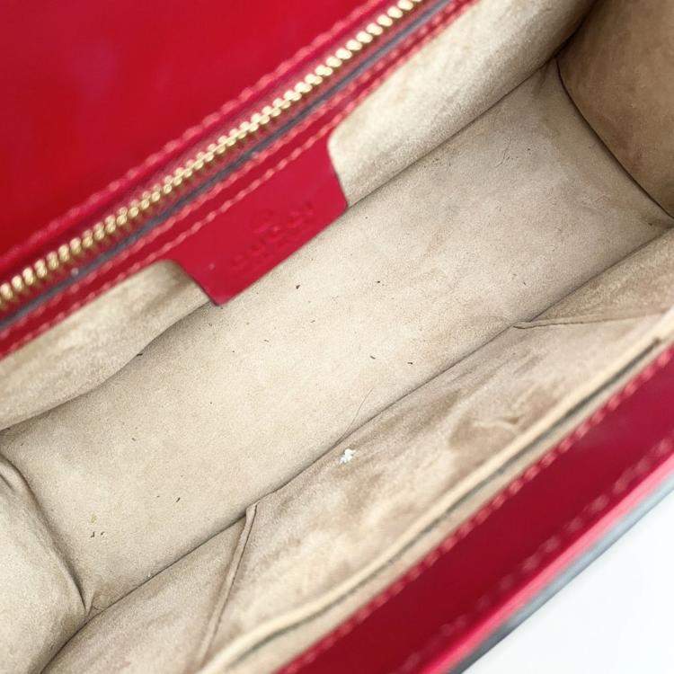 Pre Owned Gucci Sylvie Red Calf Leather Bag