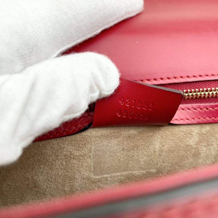 Pre Owned Gucci Sylvie Red Calf Leather Bag