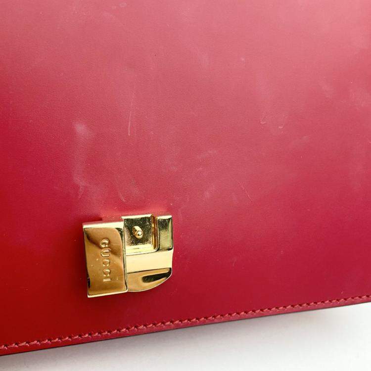 Pre Owned Gucci Sylvie Red Calf Leather Bag