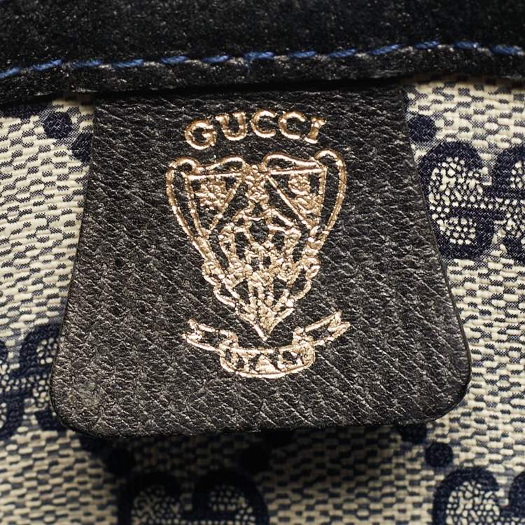 مملوكة مسبقًا حقيبة يد غوتشي فاتحة زرقاء/بيج GG قماش سوبرم جلد عتيقة