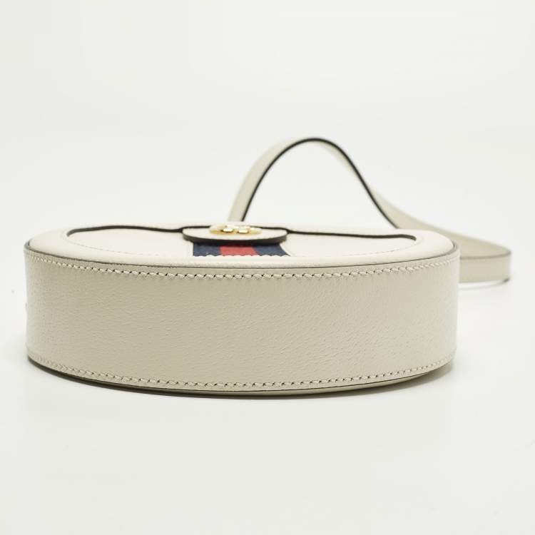 Pre Owned Gucci Ophidia Mini Off White Leather Round Shoulder Bag