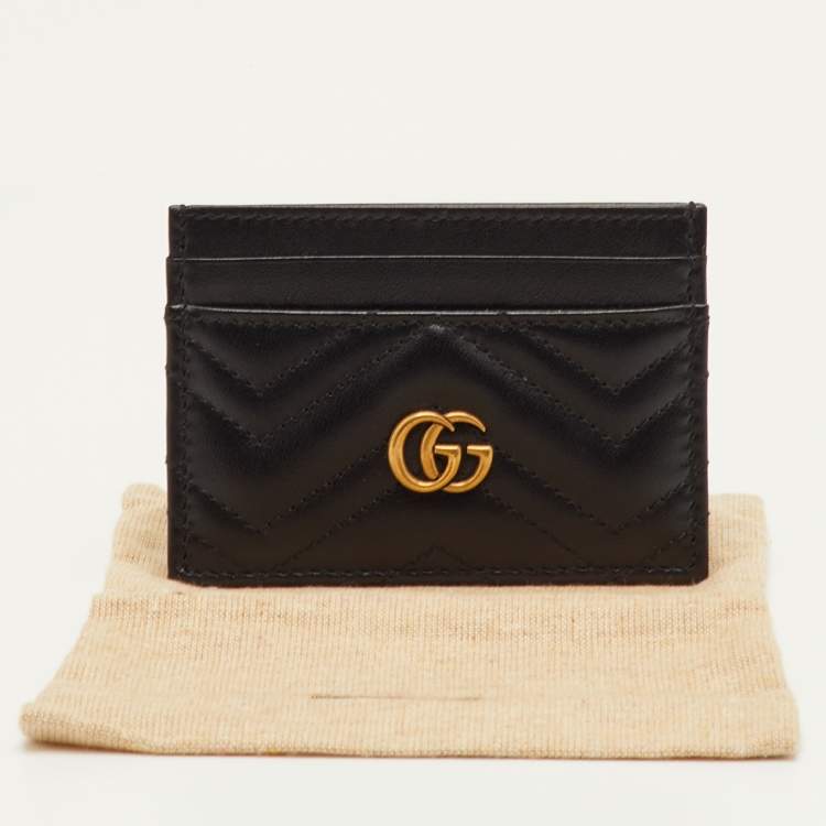 Pre Owned Gucci GG Marmont Black Leather Card Case