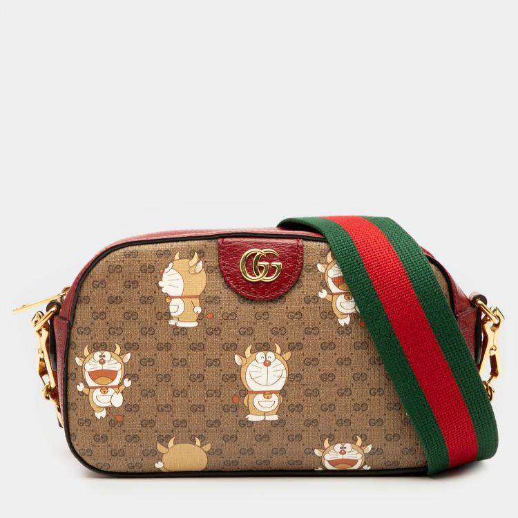 مملوكة مسبقًا Gucci Brown Micro GG Supreme Doraemon Crossbody
