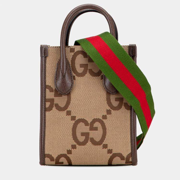 Pre Owned Gucci Brown Mini Jumbo GG Canvas Web Satchel