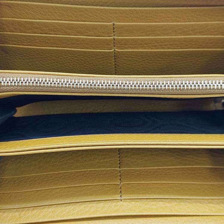 Pre Owned Gucci Yellow Leather Long Wallet 
