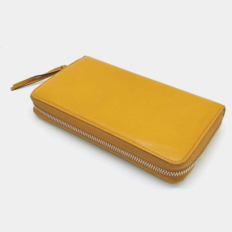 Pre Owned Gucci Yellow Leather Long Wallet 