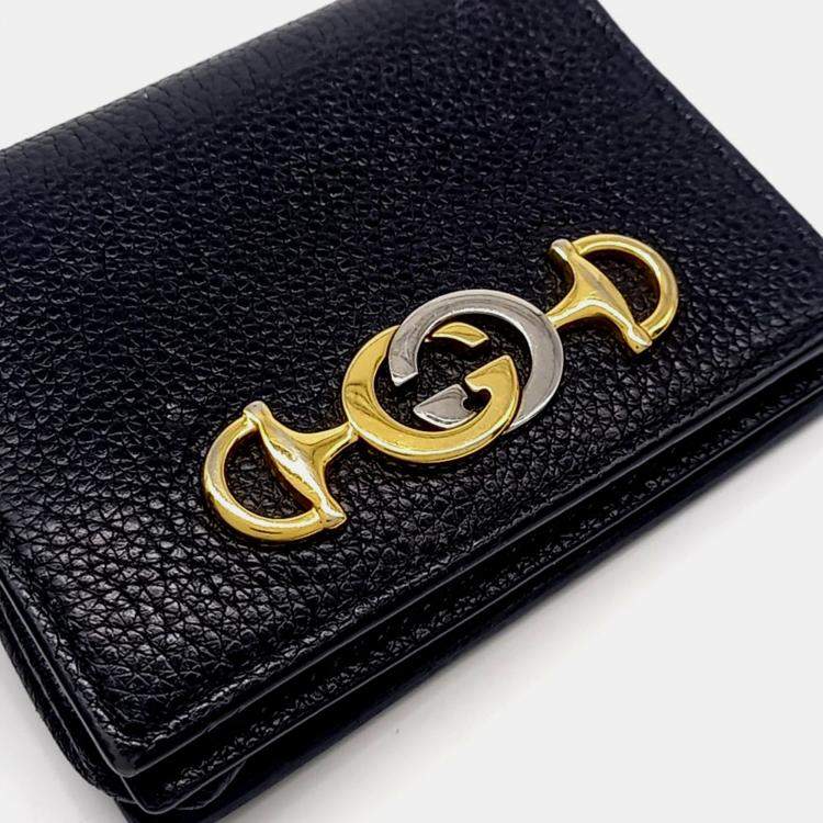 Pre Owned Gucci Black Leather Zumi Bifold Wallet