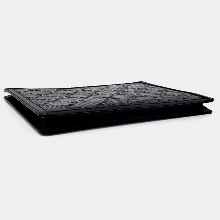 Pre Owned حقيبة كلتش غوتشي جلد منقوشة سوداء