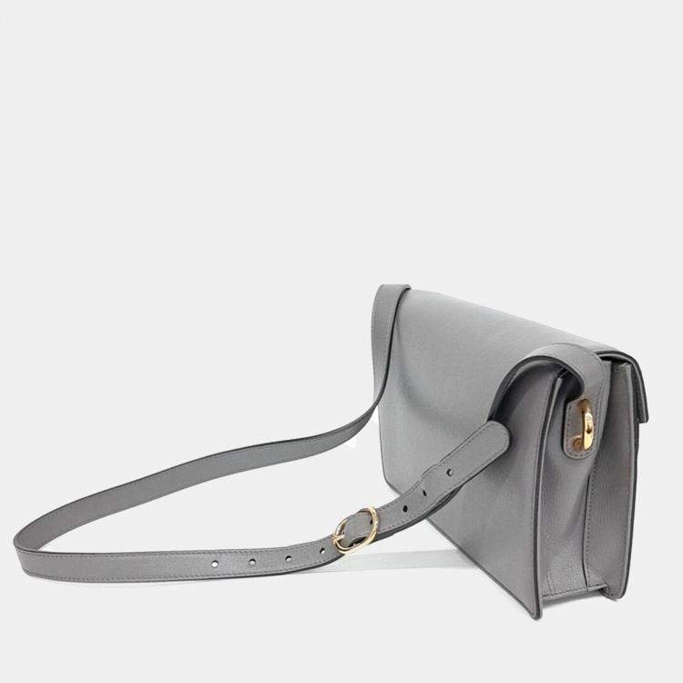 Pre Owned Gucci Grey Leather GG Ring Leather Shoulder Bag