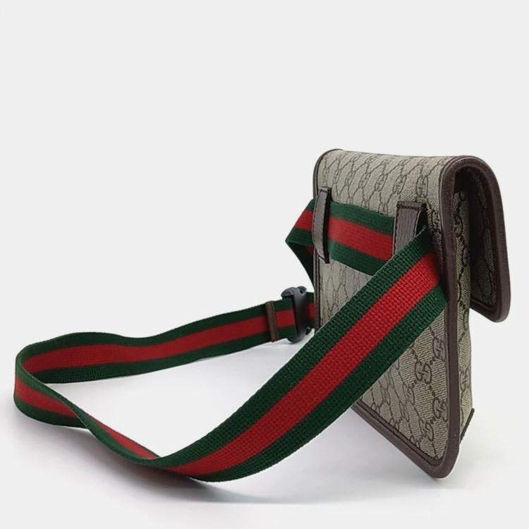 Pre Owned Gucci Beige Brown PVC GG Supreme Belt Bag