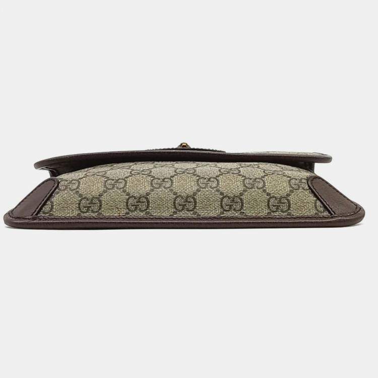 Pre Owned Gucci Beige Brown PVC GG Supreme Belt Bag