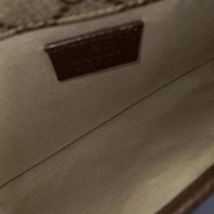 Pre Owned Gucci Beige Brown PVC GG Supreme Belt Bag