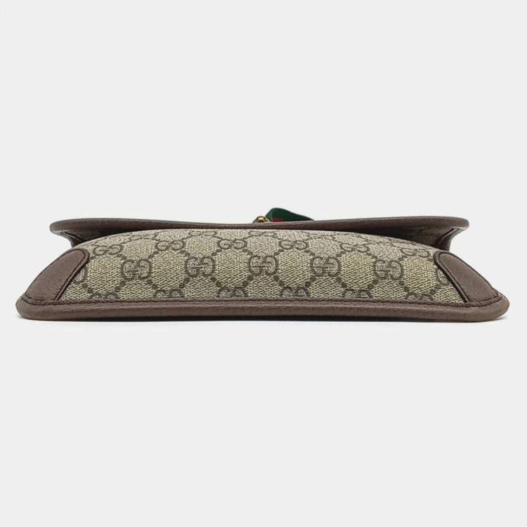 Pre Owned Gucci Beige Brown Coated Canvas GG Supreme Belt Bag