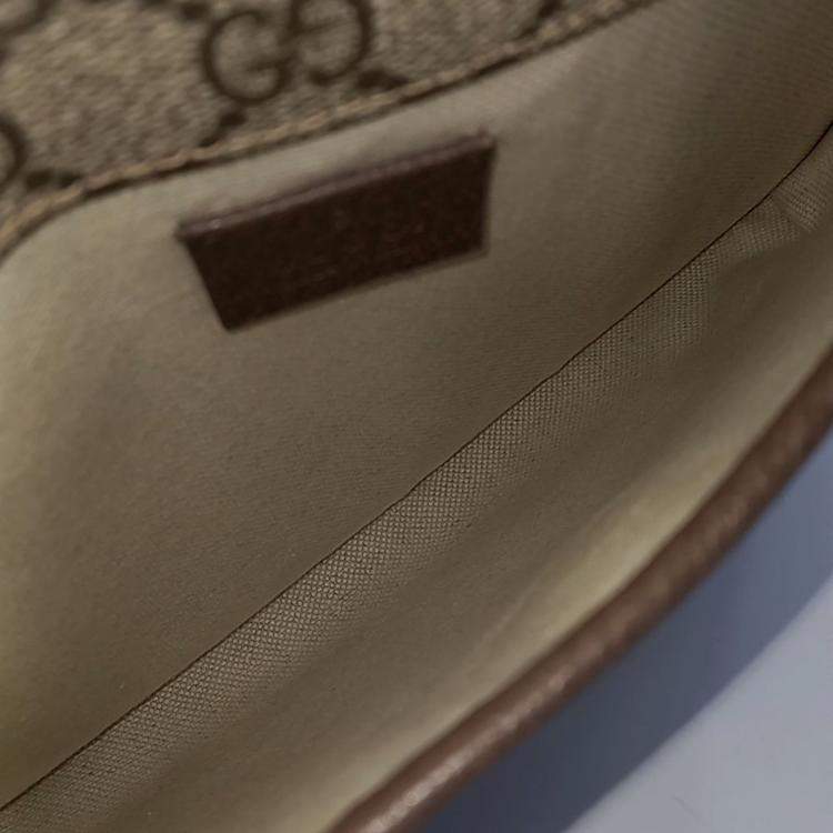 Pre Owned Gucci Beige Brown Coated Canvas GG Supreme Belt Bag
