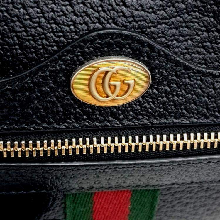 Pre Owned Gucci Black Leather Ophidia Supreme Mini Crossbody Bag
