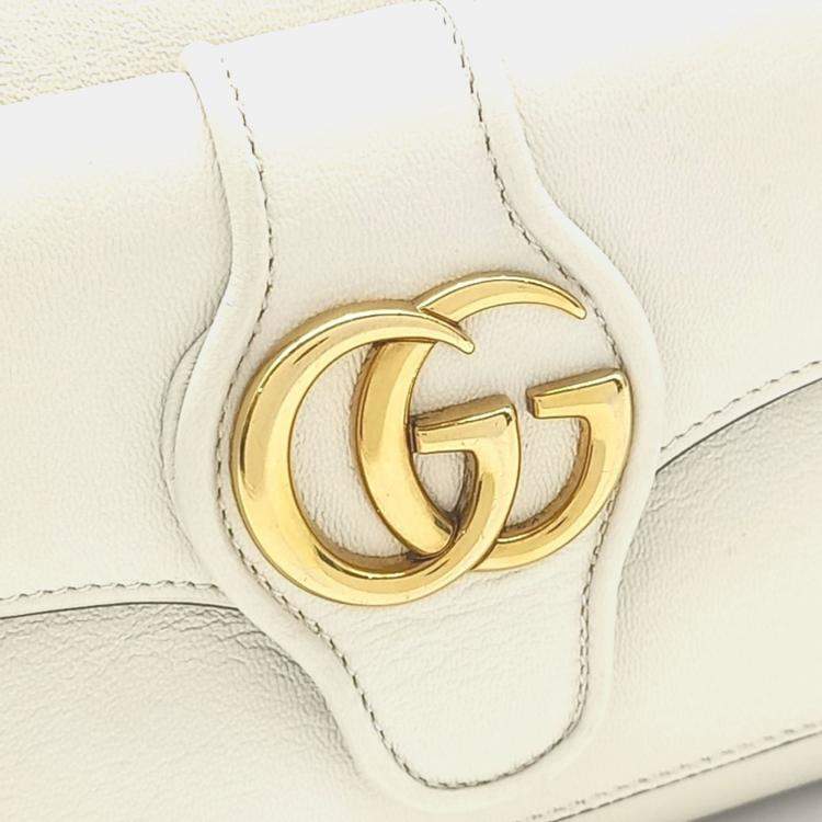 Pre Owned Gucci White Leather GG Dahlia Chain Shoulder Bag