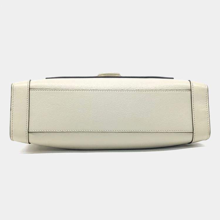 Pre Owned Gucci White Leather GG Dahlia Chain Shoulder Bag