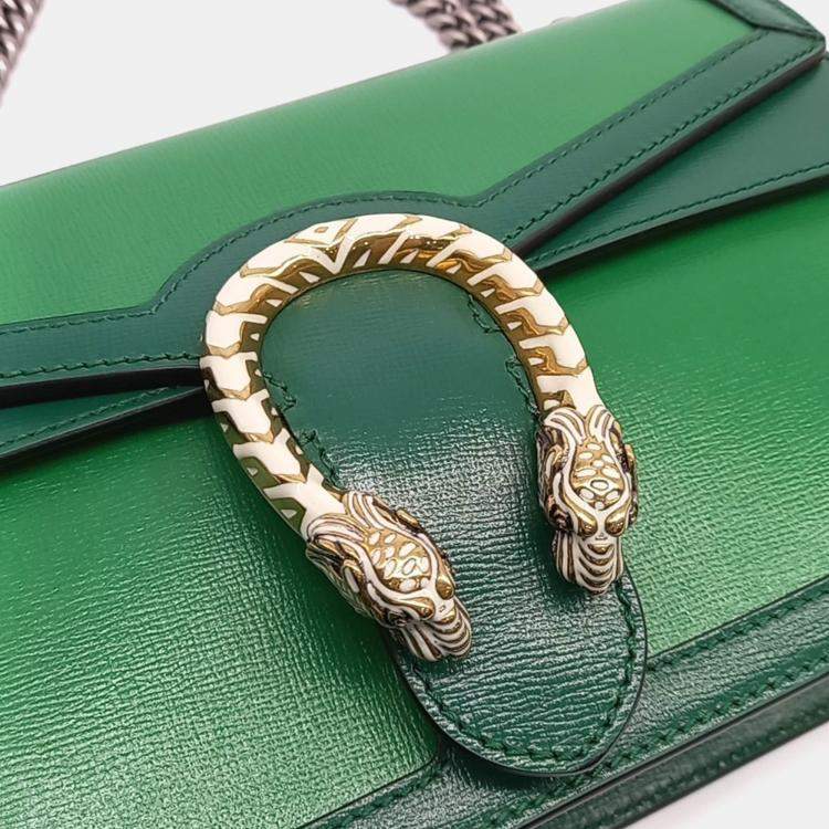 مملوكة مسبقًا Gucci Green Leather Dionysus Chain Shoulder Bag