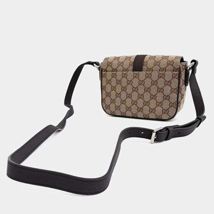 Pre Owned Gucci Beige Fabric GG Mini Crossbody Bag