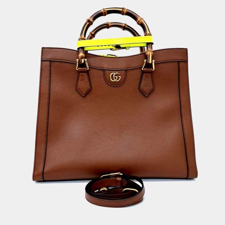Pre Owned Gucci Brown Leather Diana Tote and Shoulder Bag