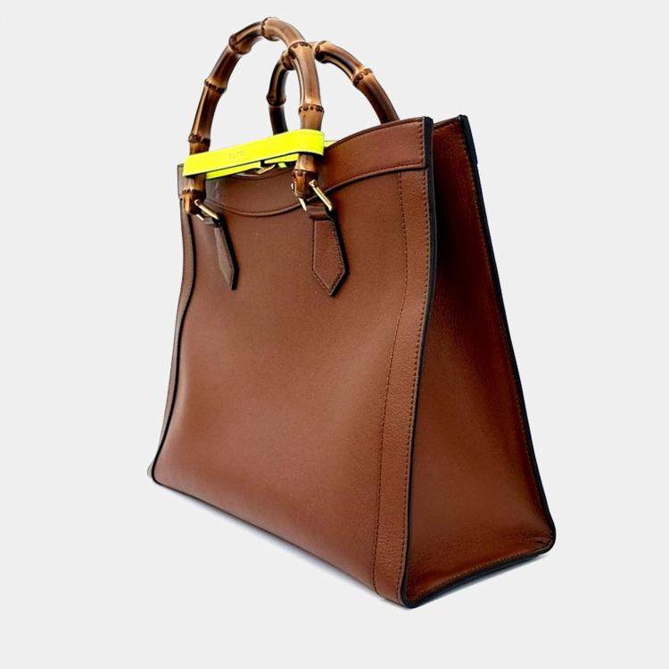 Pre Owned Gucci Brown Leather Diana Tote and Shoulder Bag