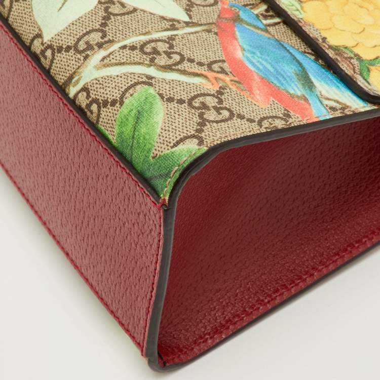 Pre Owned Gucci Padlock Medium Multicolor Tian Print GG Supreme Canvas Chain Shoulder Bag