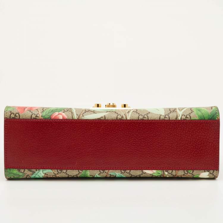 Pre Owned Gucci Padlock Medium Multicolor Tian Print GG Supreme Canvas Chain Shoulder Bag