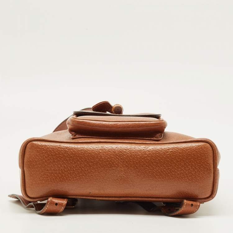 مملوكة مسبقًا Gucci Bamboo Brown Leather Drawstring Backpack