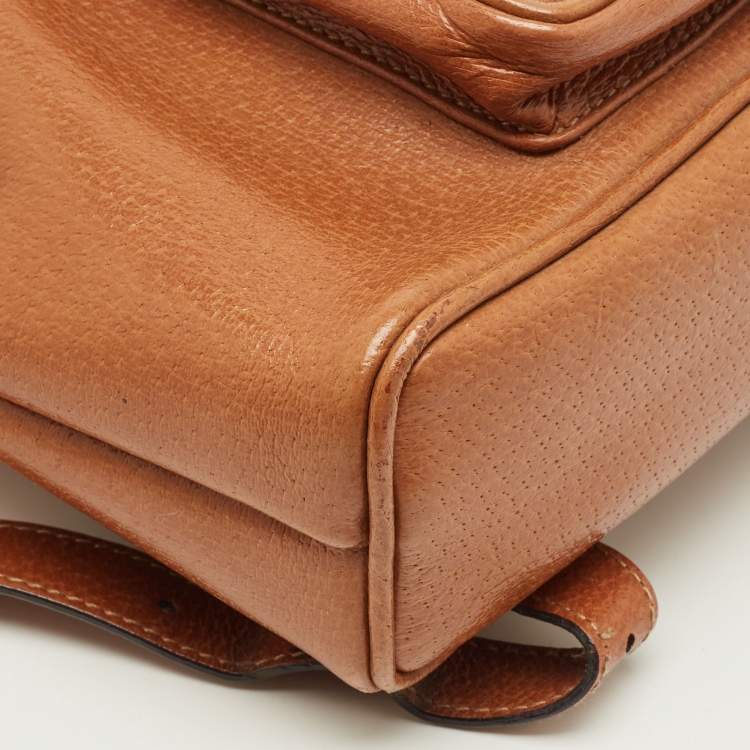 مملوكة مسبقًا Gucci Bamboo Brown Leather Drawstring Backpack