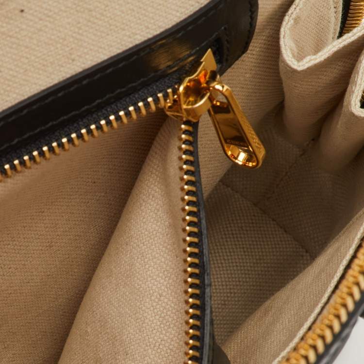 Pre Owned Gucci Horsebit 1955 Small Black Leather Zip Satchel