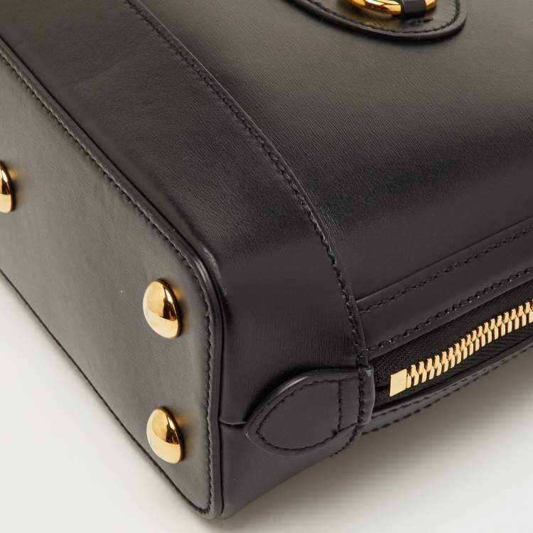 Pre Owned Gucci Horsebit 1955 Small Black Leather Zip Satchel