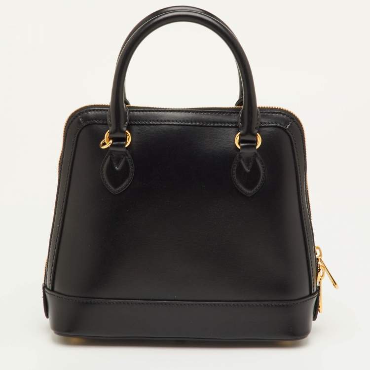 Pre Owned Gucci Horsebit 1955 Small Black Leather Zip Satchel