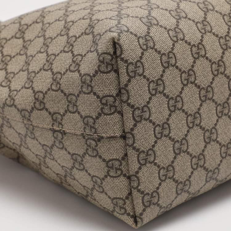 Pre Owned Gucci Ophidia Medium Blue/Beige GG Supreme Canvas and Leather Tote