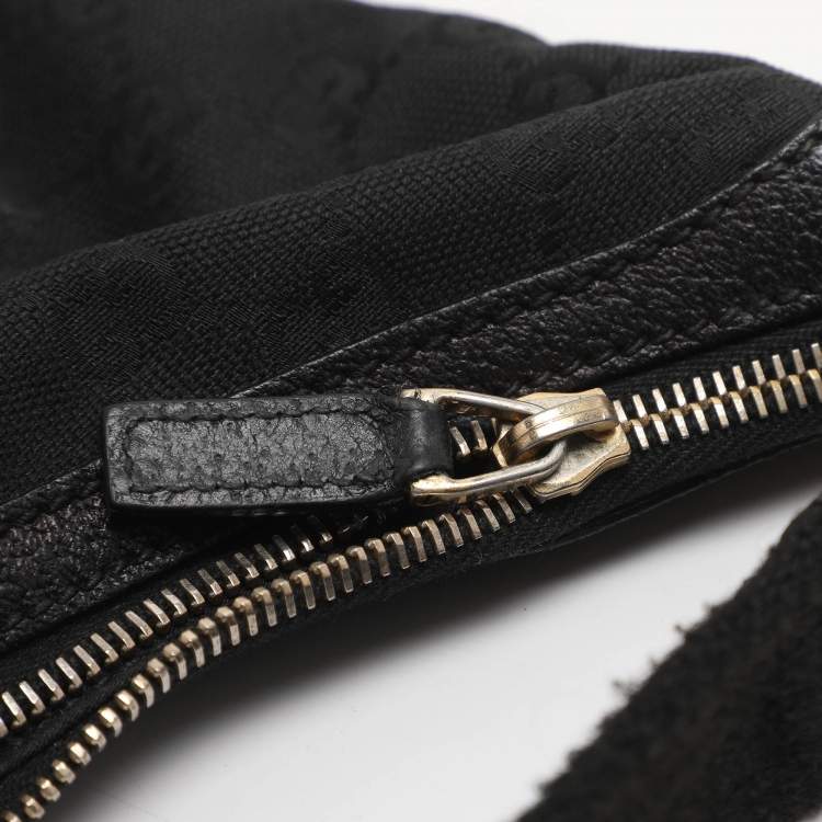 Pre Owned Gucci Black GG Canvas and Leather Shoulder Bag