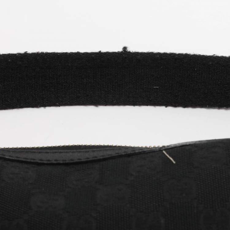 Pre Owned Gucci Black GG Canvas and Leather Shoulder Bag