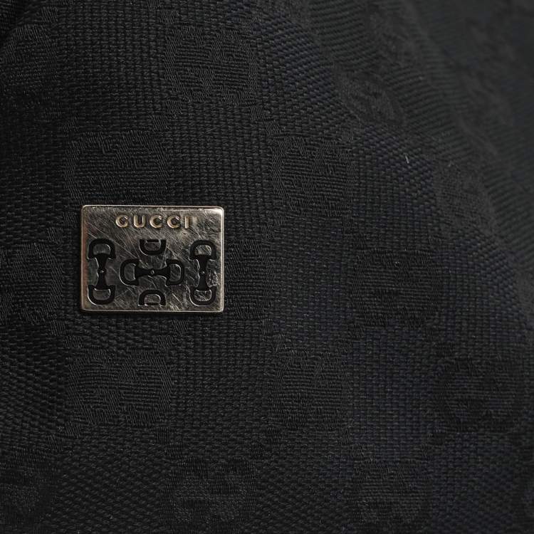 Pre Owned Gucci Black GG Canvas and Leather Shoulder Bag