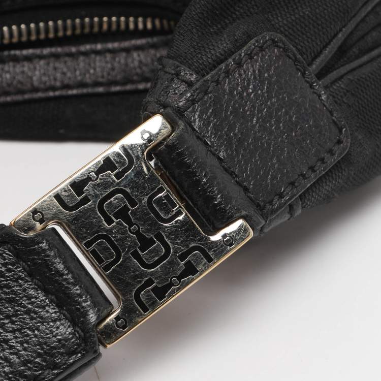 Pre Owned Gucci Black GG Canvas and Leather Shoulder Bag