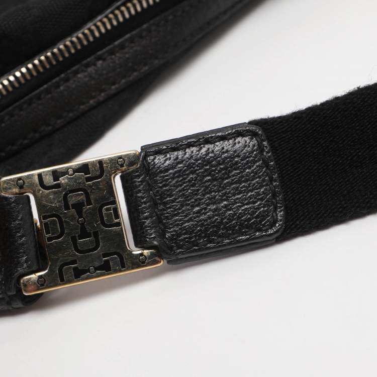 Pre Owned Gucci Black GG Canvas and Leather Shoulder Bag