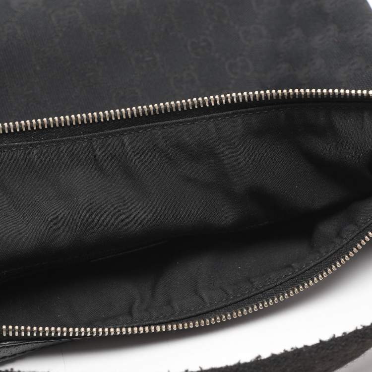 Pre Owned Gucci Black GG Canvas and Leather Shoulder Bag