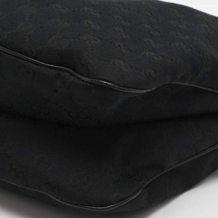 Pre Owned Gucci Black GG Canvas and Leather Shoulder Bag