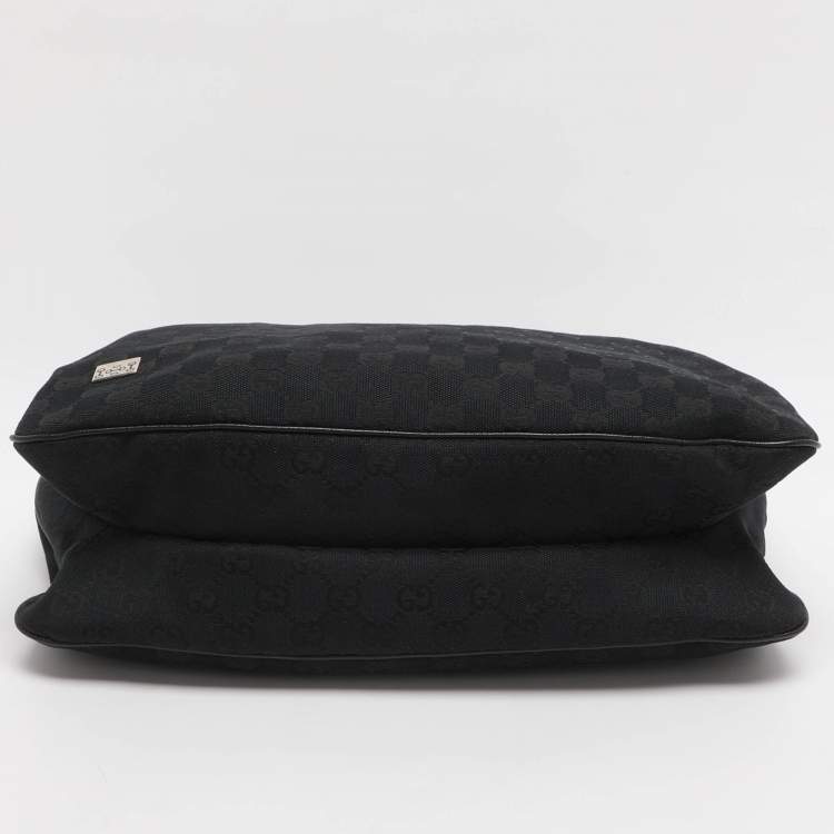 Pre Owned Gucci Black GG Canvas and Leather Shoulder Bag