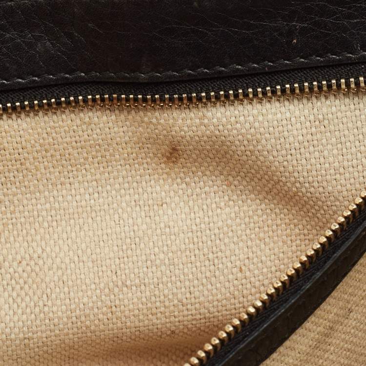 Pre Owned Gucci Soho Chain Flap Black Leather Crossbody Bag