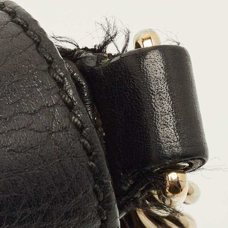 Pre Owned Gucci Soho Chain Flap Black Leather Crossbody Bag