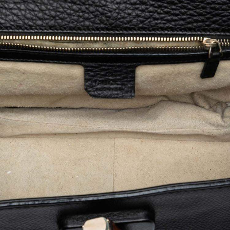 مملوكة مسبقًا Gucci Black Medium Leather New Bamboo Satchel