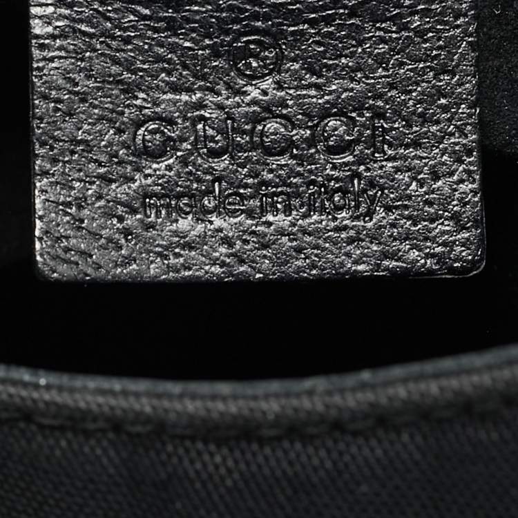 Pre Owned Gucci Bamboo Handle Black Nylon Tote